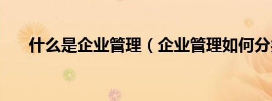 什么是企业管理（企业管理如何分类）