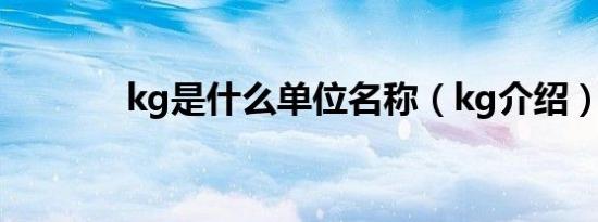 kg是什么单位名称（kg介绍）