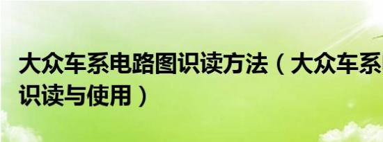 大众车系电路图识读方法（大众车系电路图的识读与使用）