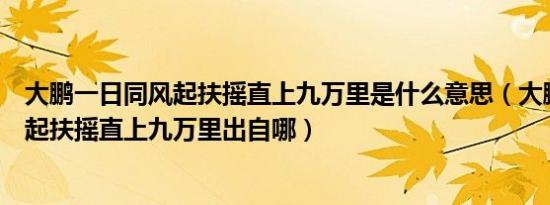 大鹏一日同风起扶摇直上九万里是什么意思（大鹏一日同风起扶摇直上九万里出自哪）