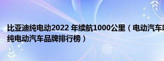 比亚迪纯电动2022 年续航1000公里（电动汽车哪个牌子好纯电动汽车品牌排行榜）