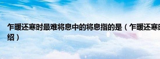 乍暖还寒时最难将息中的将息指的是（乍暖还寒时的原文介绍）