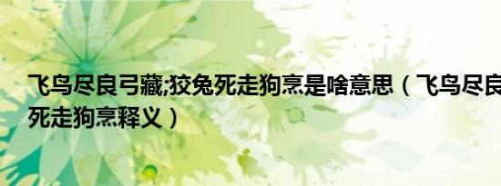 飞鸟尽良弓藏;狡兔死走狗烹是啥意思（飞鸟尽良弓藏;狡兔死走狗烹释义）