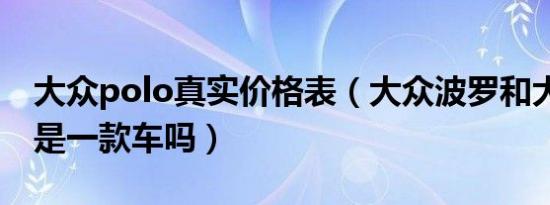 大众polo真实价格表（大众波罗和大众Polo是一款车吗）