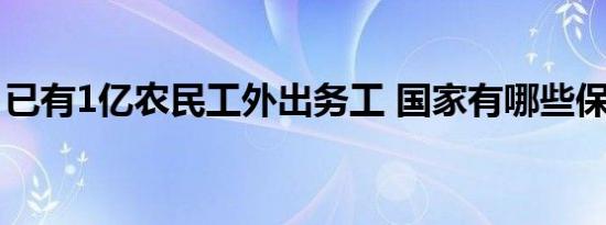 已有1亿农民工外出务工 国家有哪些保障措施