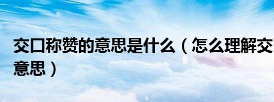 交口称赞的意思是什么（怎么理解交口称赞的意思）
