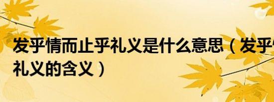 发乎情而止乎礼义是什么意思（发乎情而止乎礼义的含义）