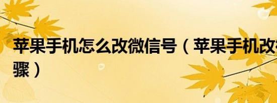 苹果手机怎么改微信号（苹果手机改微信号步骤）