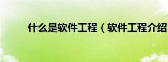 什么是软件工程（软件工程介绍）