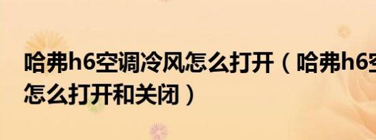 哈弗h6空调冷风怎么打开（哈弗h6空调冷风怎么打开和关闭）