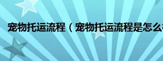 宠物托运流程（宠物托运流程是怎么样的）