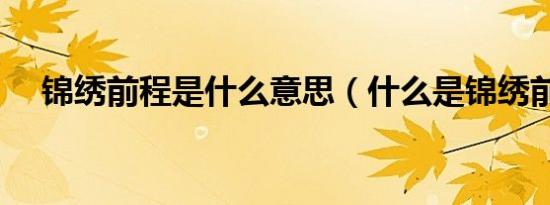 锦绣前程是什么意思（什么是锦绣前程）