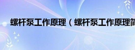 螺杆泵工作原理（螺杆泵工作原理简述）