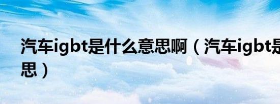 汽车igbt是什么意思啊（汽车igbt是什么意思）