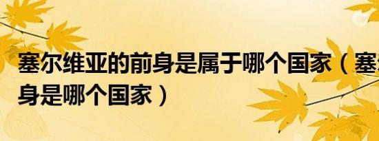 塞尔维亚的前身是属于哪个国家（塞尔维亚前身是哪个国家）