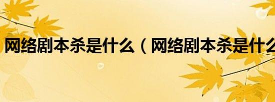 网络剧本杀是什么（网络剧本杀是什么意思）