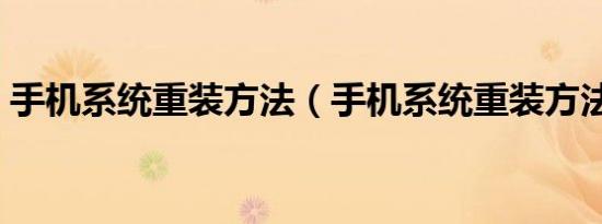手机系统重装方法（手机系统重装方法介绍）