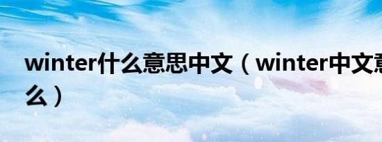 winter什么意思中文（winter中文意思是什么）