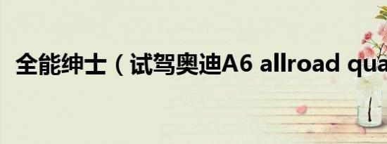 全能绅士（试驾奥迪A6 allroad quattro）