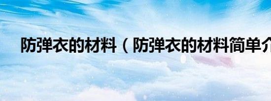 防弹衣的材料（防弹衣的材料简单介绍）