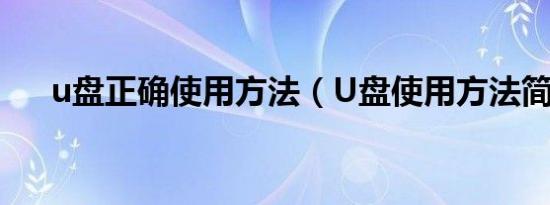 u盘正确使用方法（U盘使用方法简述）