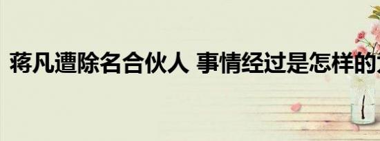 蒋凡遭除名合伙人 事情经过是怎样的为什么