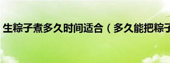 生粽子煮多久时间适合（多久能把粽子煮熟）