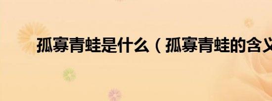 孤寡青蛙是什么（孤寡青蛙的含义）