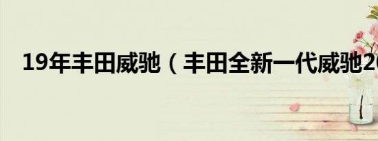 19年丰田威驰（丰田全新一代威驰2019）