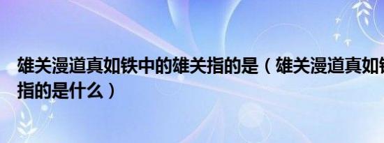 雄关漫道真如铁中的雄关指的是（雄关漫道真如铁中的雄关指的是什么）