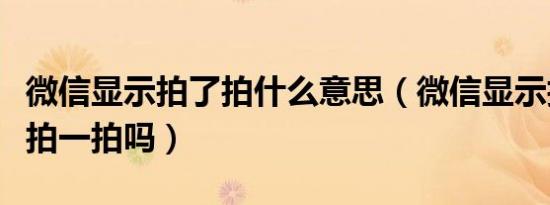 微信显示拍了拍什么意思（微信显示拍了拍是拍一拍吗）