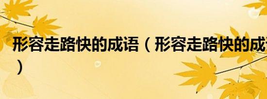 形容走路快的成语（形容走路快的成语有哪些）