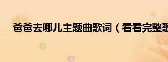 爸爸去哪儿主题曲歌词（看看完整歌词）