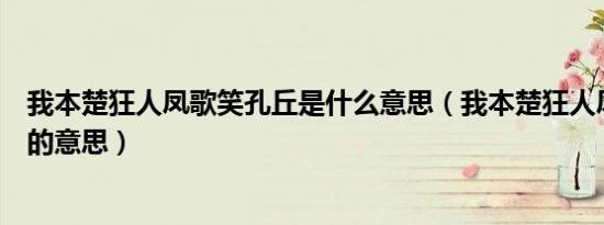 我本楚狂人凤歌笑孔丘是什么意思（我本楚狂人凤歌笑孔丘的意思）