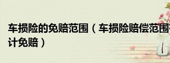 车损险的免赔范围（车损险赔偿范围有哪些不计免赔）