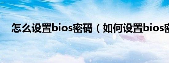 怎么设置bios密码（如何设置bios密码）