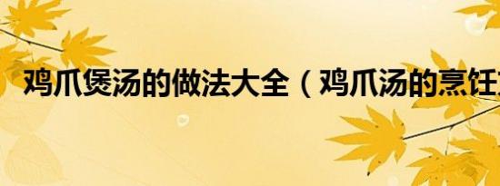 鸡爪煲汤的做法大全（鸡爪汤的烹饪方法）