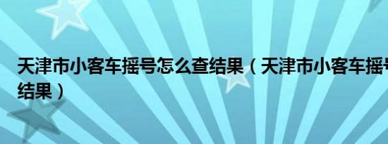 天津市小客车摇号怎么查结果（天津市小客车摇号怎么查询结果）