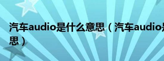 汽车audio是什么意思（汽车audio是什么意思）