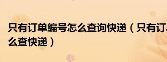 只有订单编号怎么查询快递（只有订单编号怎么查快递）