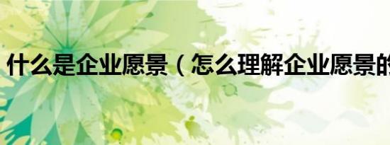 什么是企业愿景（怎么理解企业愿景的意思）