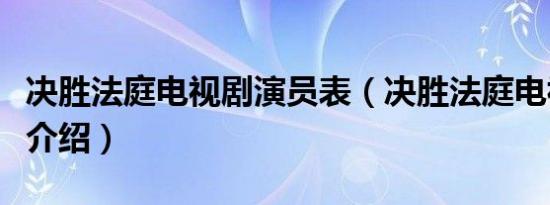 决胜法庭电视剧演员表（决胜法庭电视剧演员介绍）