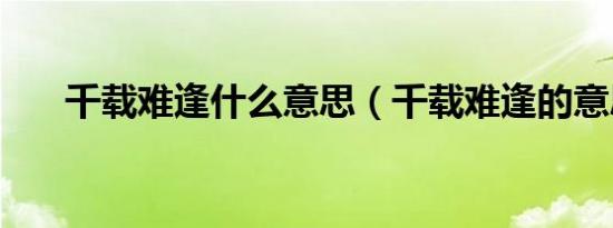 千载难逢什么意思（千载难逢的意思）