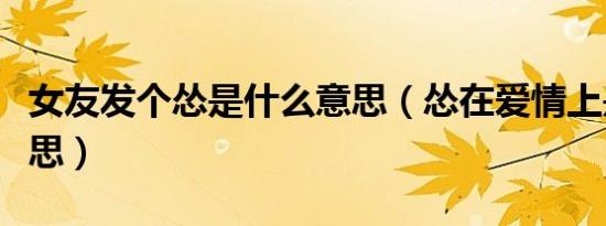 女友发个怂是什么意思（怂在爱情上是什么意思）