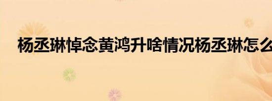 杨丞琳悼念黄鸿升啥情况杨丞琳怎么说的