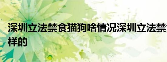 深圳立法禁食猫狗啥情况深圳立法禁食猫狗怎样的