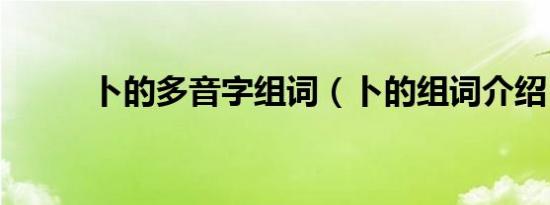 卜的多音字组词（卜的组词介绍）
