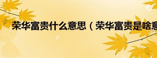 荣华富贵什么意思（荣华富贵是啥意思）