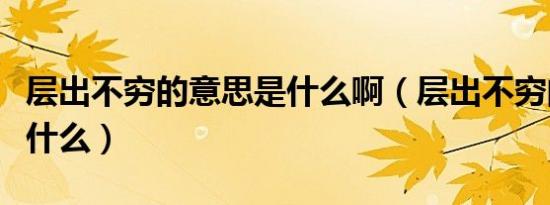层出不穷的意思是什么啊（层出不穷的意思是什么）