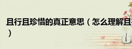 且行且珍惜的真正意思（怎么理解且行且珍惜）